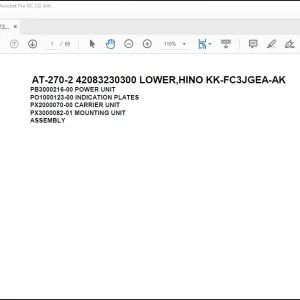 Tadano Crane AT-270-2 42083230300 LOWER,HINO KK-FC3JGEA-AK Parts Catalog Manual - PDF DOWNLOAD