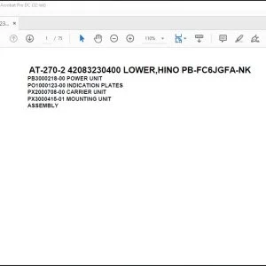Tadano Crane AT-270-2 42083230400 LOWER,HINO PB-FC6JGFA-NK Parts Catalog Manual - PDF DOWNLOAD
