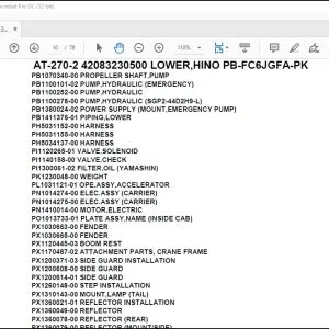 Tadano Crane AT-270-2 42083230500 LOWER,HINO PB-FC6JGFA-PK Parts Catalog Manual - PDF DOWNLOAD