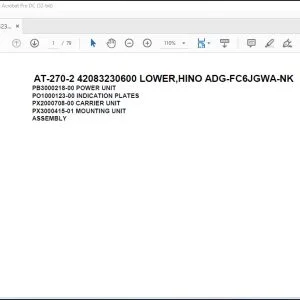 Tadano Crane AT-270-2 42083230600 LOWER,HINO ADG-FC6JGWA-NK Parts Catalog Manual - PDF DOWNLOAD