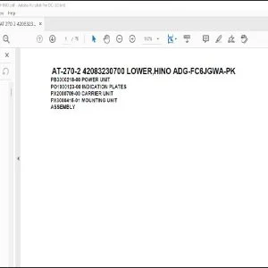 Tadano Crane AT-270-2 42083230700 LOWER,HINO ADG-FC6JGWA-PK Parts Catalog Manual - PDF DOWNLOAD