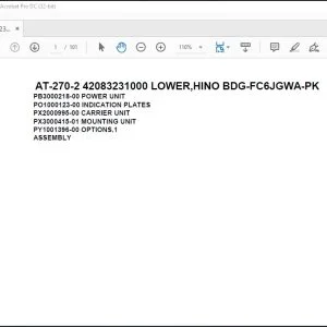Tadano Crane AT-270-2 42083231000 LOWER,HINO BDG-FC6JGWA-PK Parts Catalog Manual - PDF DOWNLOAD