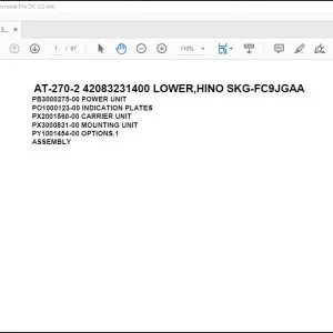 Tadano Crane AT-270-2 42083231400 LOWER,HINO SKG-FC9JGAA Parts Catalog Manual - PDF DOWNLOAD