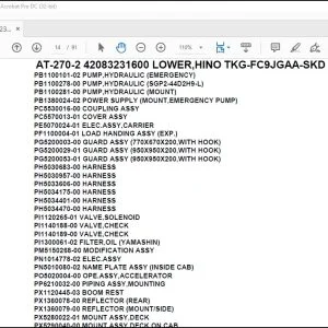 Tadano Crane AT-270-2 42083231600 LOWER,HINO TKG-FC9JGAA-SKD Parts Catalog Manual - PDF DOWNLOAD