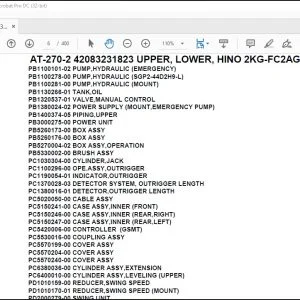 Tadano Crane AT-270-2 42083231823 UPPER,LOWER,HINO 2KG-FC2AGBA-BBABAD Parts Manual - PDF DOWNLOAD