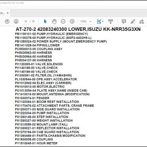 Tadano Crane AT-270-2 42083240300 LOWER,ISUZU KK-NRR35G3XN Parts Catalog Manual - PDF DOWNLOAD