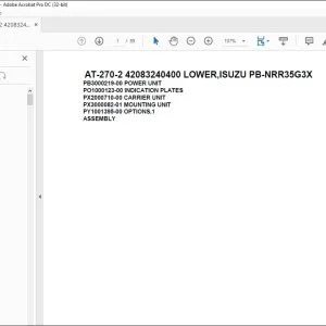 Tadano Crane AT-270-2 42083240400 LOWER,ISUZU PB-NRR35G3X Parts Catalog Manual - PDF DOWNLOAD