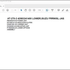 Tadano Crane AT-270-2 42083241400 LOWER,ISUZU FRR90SL-JAS Parts Catalog Manual - PDF DOWNLOAD
