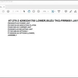 Tadano Crane AT-270-2 42083241700 LOWER,ISUZU TKG-FRR90S1-JAYN-D Parts Manual - PDF DOWNLOAD