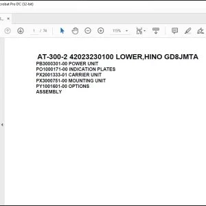 Tadano Crane AT-300-2 42023230100 LOWER, HINO GD8JMTA Spare Parts Catalog Manual - PDF DOWNLOAD