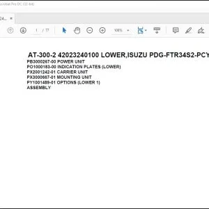 Tadano Crane AT-300-2 42023240100 LOWER,ISUZU PDG-FTR34S2-PCYN-M Parts Catalog Manual - PDF DOWNLOAD