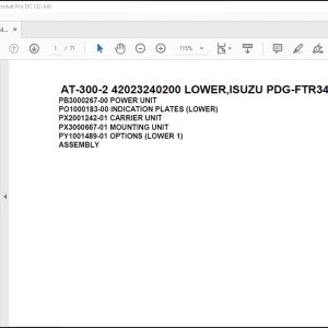 Tadano Crane AT-300-2 42023240200 LOWER, ISUZU PDG-FTR34S2-PCYN-M Parts Catalog Manual - PDF DOWNLOAD