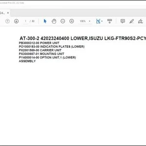 Tadano Crane AT-300-2 42023240400 LOWER,ISUZU LKG-FTR90S2-PCYH-M Parts Catalog Manual - PDF DOWNLOAD
