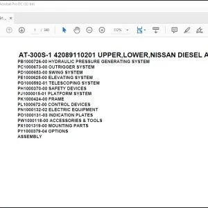 Tadano Crane AT-300S-1 42089110201 UPPER,LOWER,NISSAN DIESEL AKG532SN Parts Manual - PDF DOWNLOAD