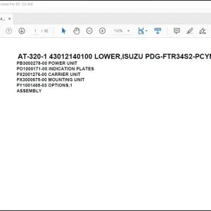 Tadano Crane AT-320-1 43012140100 LOWER,ISUZU PDG-FTR34S2-PCYN-M Parts Catalog Manual - PDF DOWNLOAD