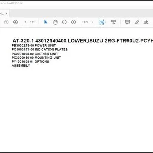 Tadano Crane AT-320-1 43012140400 LOWER ISUZU 2RG-FTR90U2-PCYH-M Parts Catalog Manual - PDF DOWNLOAD