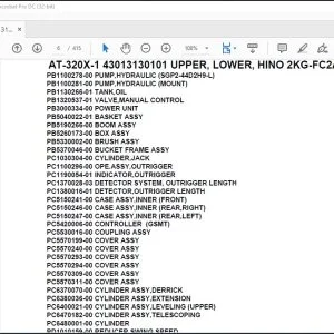 Tadano Crane AT-320X-1 43013130101 UPPER LOWER HINO 2KG-FC2AGBA-BBABAD Parts Manual - PDF DOWNLOAD