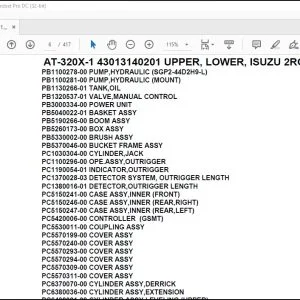 Tadano Crane AT-320X-1 43013140201 UPPER LOWER ISUZU 2RG-FRR90S1-JAYN-D Parts Manual - PDF DOWNLOAD