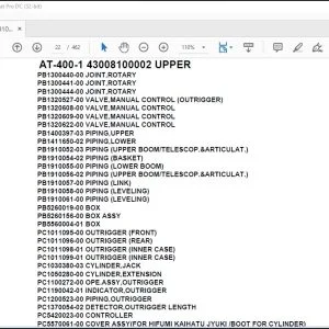 Tadano Crane AT-400-1 43008100002 UPPER Spare Parts Catalog Manual - PDF DOWNLOAD