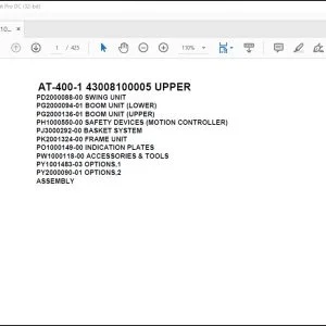 Tadano Crane AT-400-1 43008100005 UPPER Spare Parts Catalog Manual - PDF DOWNLOAD