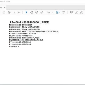 Tadano Crane AT-400-1 43008100006 UPPER Spare Parts Catalog Manual - PDF DOWNLOAD