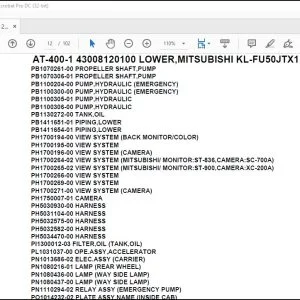 Tadano Crane AT-400-1 43008120100 LOWER,MITSUBISHI KL-FU50JTX1 Parts Catalog Manual - PDF DOWNLOAD