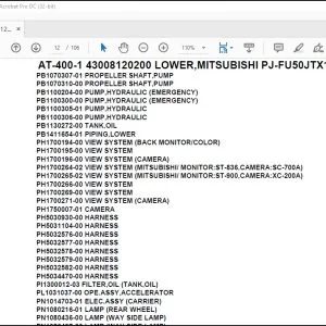 Tadano Crane AT-400-1 43008120200 LOWER,MITSUBISHI PJ-FU50JTX1 Parts Catalog Manual - PDF DOWNLOAD