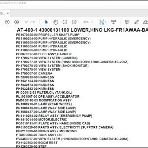 Tadano Crane AT-400-1 43008131100 LOWER,HINO LKG-FR1AWAA-BA Parts Catalog Manual - PDF DOWNLOAD