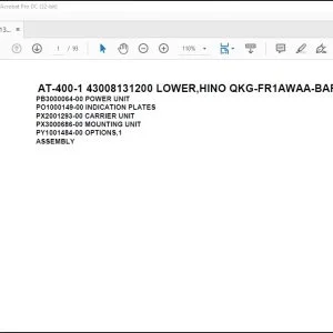 Tadano Crane AT-400-1 43008131200 LOWER,HINO QKG-FR1AWAA-BAF Parts Catalog Manual - PDF DOWNLOAD