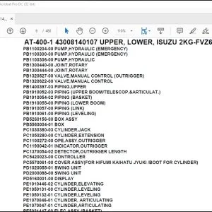 Tadano Crane AT-400-1 43008140107 UPPER, LOWER, ISUZU 2KG-FVZ60U2-VDYN-M Parts Manual - PDF DOWNLOAD