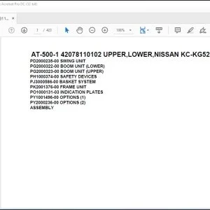 Tadano Crane AT-500-1 42078110102 UPPER,LOWER,NISSAN KC-KG520 Parts Catalog Manual - PDF DOWNLOAD