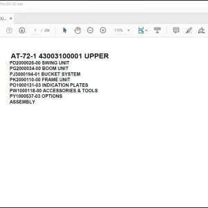 Tadano Crane AT-72-1 43003100001 UPPER Spare Parts Catalog Manual - PDF DOWNLOAD