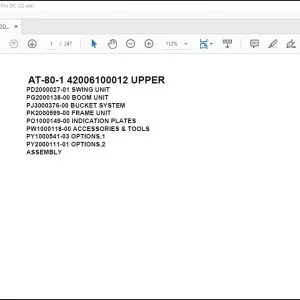 Tadano Crane AT-80-1 42006100012 UPPER Spare Parts Catalog Manual - PDF DOWNLOAD