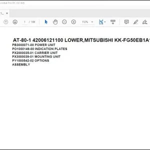 Tadano Crane AT-80-1 42006121100 LOWER, MITSUBISHI KK-FG50EB1A1 Parts Catalog Manual - PDF DOWNLOAD