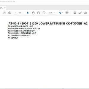 Tadano Crane AT-80-1 42006121200 LOWER, MITSUBISI KK-FG50EB1A2 Parts Catalog Manual - PDF DOWNLOAD