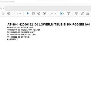 Tadano Crane AT-80-1 42006122100 LOWER, MITSUBISI KK-FG50EB1A4 Parts Catalog Manual - PDF DOWNLOAD