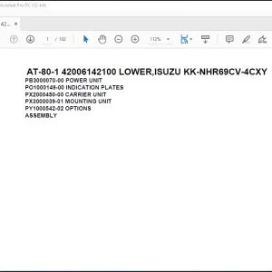 Tadano Crane AT-80-1 42006142100 LOWER, ISUZU KK-NHR69CV-4CXY Parts Catalog Manual - PDF DOWNLOAD