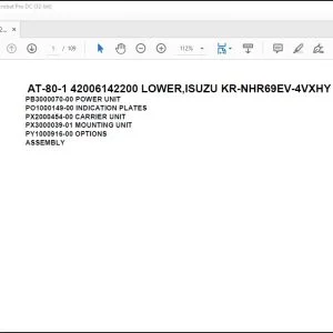 Tadano Crane AT-80-1 42006142200 LOWER, ISUZU KR-NHR69EV-4VXHY Parts Catalog Manual - PDF DOWNLOAD