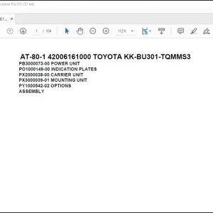 Tadano Crane AT-80-1 42006161000 TOYOTA KK-BU301-TQMMS3 Spare Parts Catalog Manual - PDF DOWNLOAD