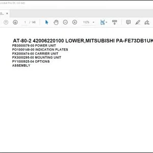 Tadano Crane AT-80-2 42006220100 LOWER,MITSUBISHI PA-FE73DB1UKA3 Parts Manual - PDF DOWNLOAD