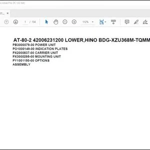 Tadano Crane AT-80-2 42006231200 LOWER HINO BDG-XZU368M-TQMMD3 Parts Manual - PDF DOWNLOAD