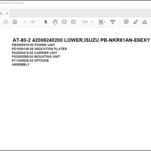 Tadano Crane AT-80-2 42006240200 LOWER,ISUZU PB-NKR81AN-E6EXY Parts Manual - PDF DOWNLOAD