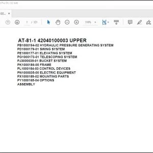 Tadano Crane AT-81-1 42040100003 UPPER Spare Parts Catalog Manual - PDF DOWNLOAD