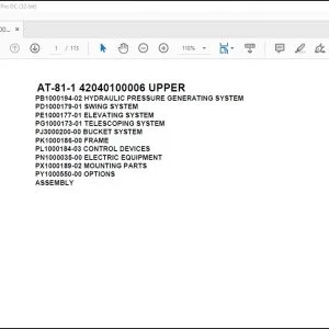Tadano Crane AT-81-1 42040100006 UPPER Spare Parts Catalog Manual - PDF DOWNLOAD