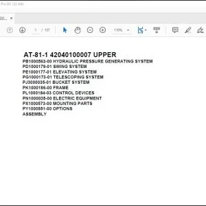 Tadano Crane AT-81-1 42040100007 UPPER Spare Parts Catalog Manual - PDF DOWNLOAD