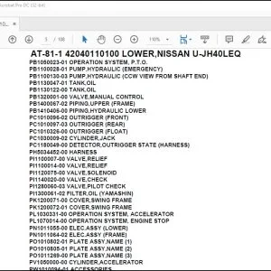 Tadano Crane AT-81-1 42040110100 LOWER,NISSAN U-JH40LEQ Spare Parts Catalog Manual - PDF DOWNLOAD
