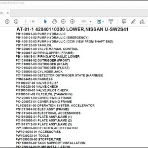 Tadano Crane AT-81-1 42040110300 LOWER,NISSAN U-SW2S41 Spare Parts Catalog Manual - PDF DOWNLOAD