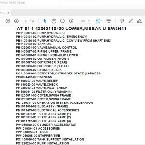 Tadano Crane AT-81-1 42040110400 LOWER,NISSAN U-SW2H41 Spare Parts Catalog Manual - PDF DOWNLOAD
