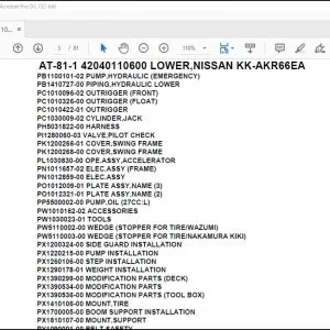 Tadano Crane AT-81-1 42040110600 LOWER,NISSAN KK-AKR66EA Spare Parts Catalog Manual - PDF DOWNLOAD