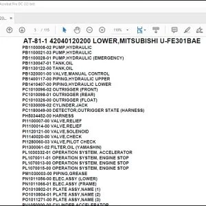 Tadano Crane AT-81-1 42040120200 LOWER,MITSUBISHI U-FE301BAE Parts Catalog Manual - PDF DOWNLOAD